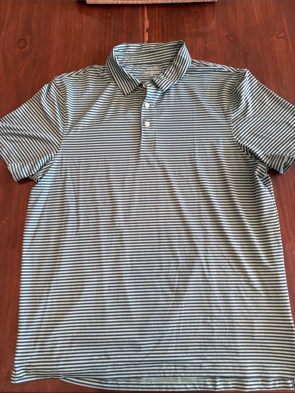 Men's Blue and Green Stripe Polo Shirt